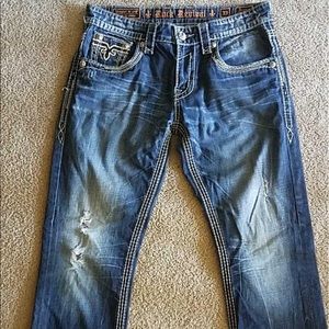 Rock Revival Distressed Jeans Mens Size 33